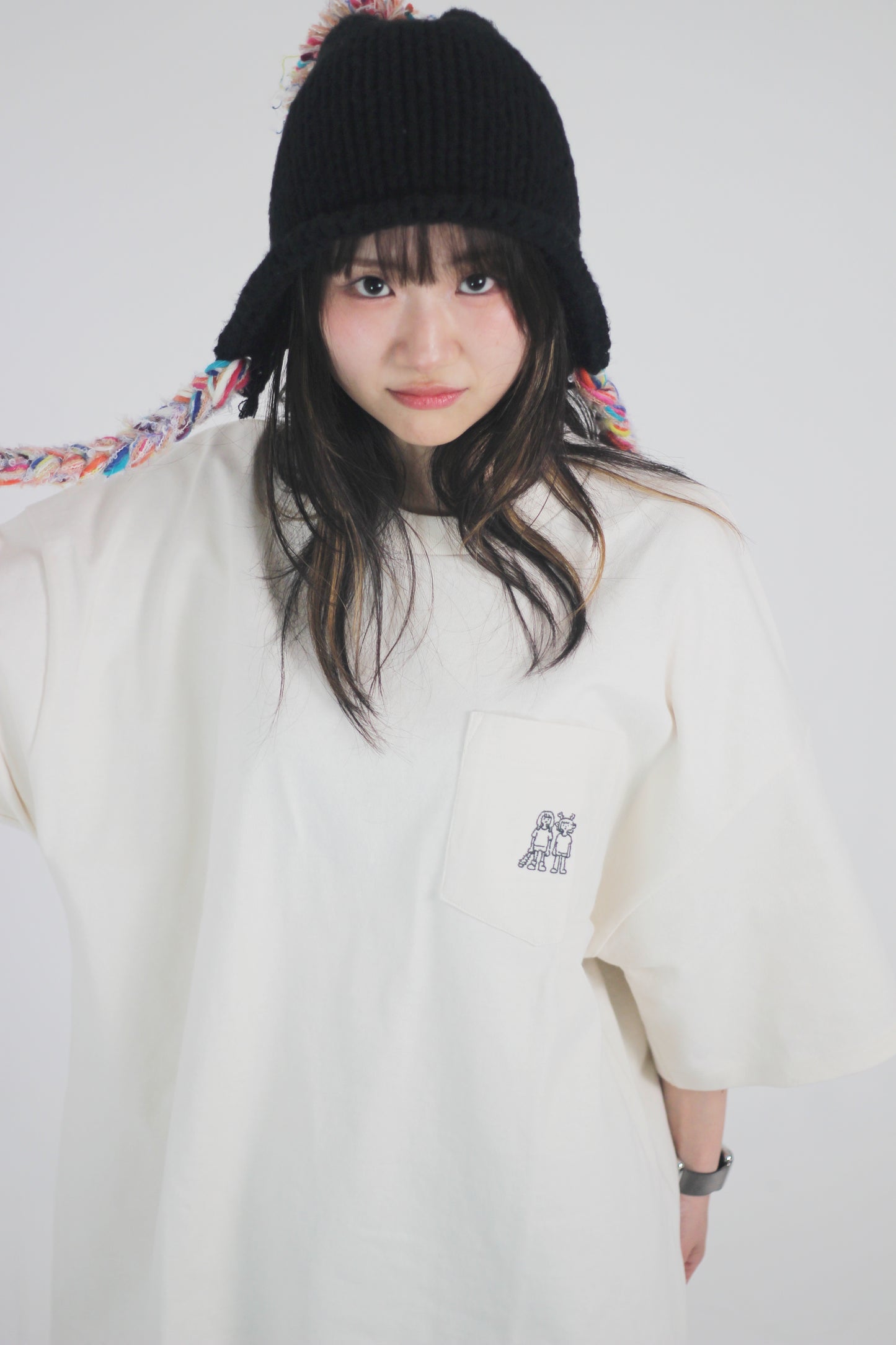 Oversized Embroidered Tee - Natural