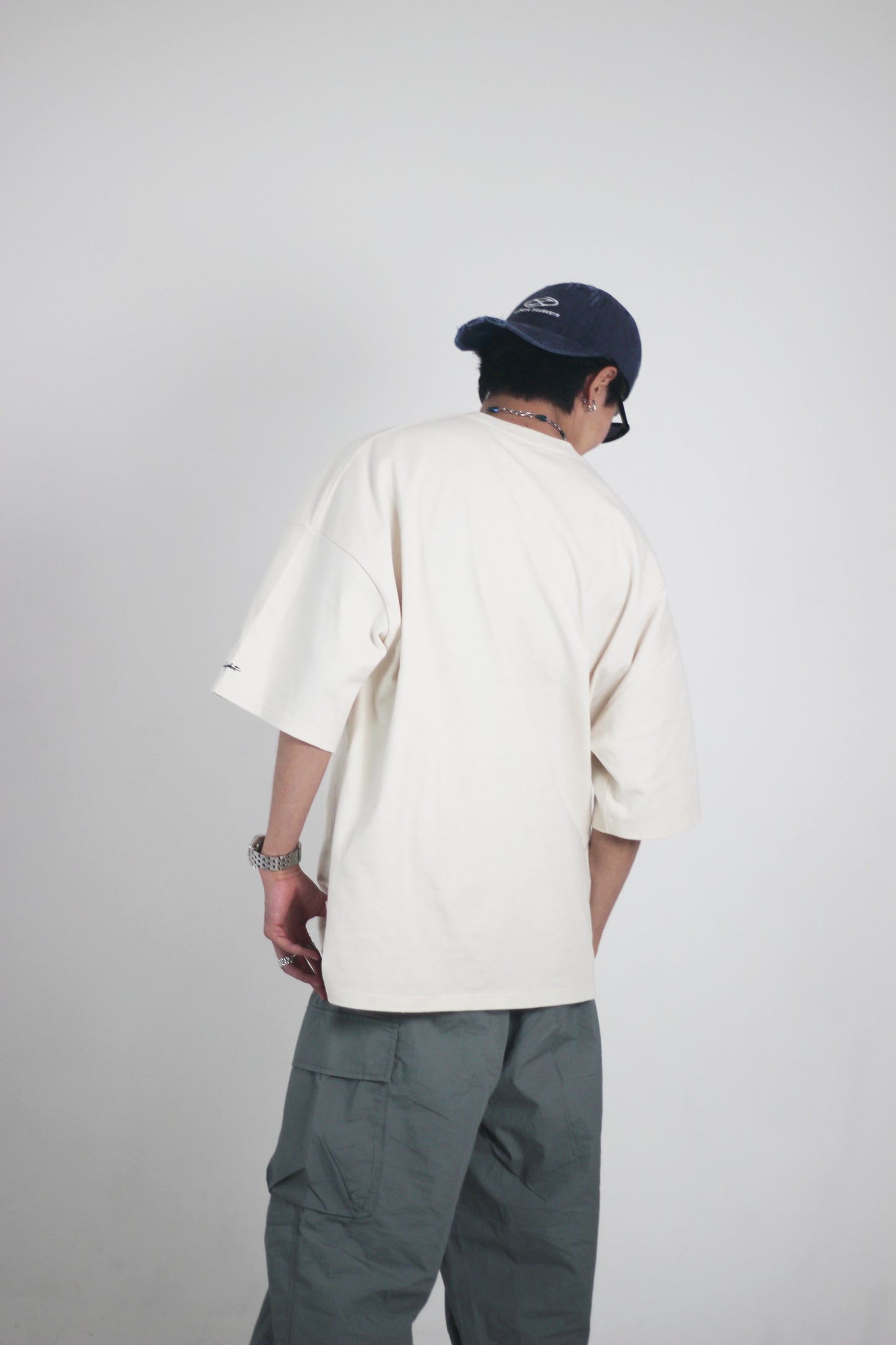 Oversized Embroidered Tee - Natural